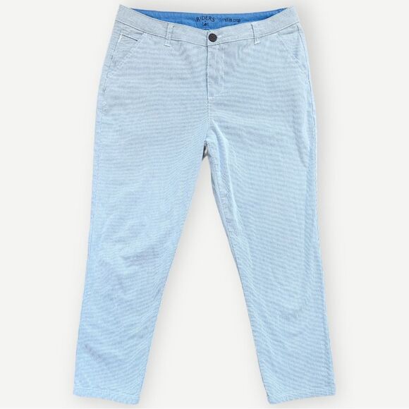 Riders By Lee Slim Crop Pants. Light Blue & White Striped Seersucker. 12. - Picture 1 of 11